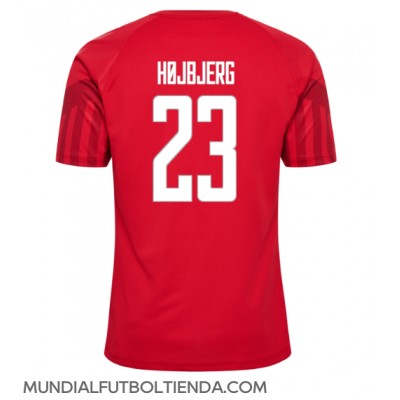Camiseta Dinamarca Pierre-Emile Hojbjerg #23 Primera Equipación Replica Mundial 2022 mangas cortas